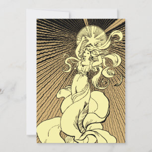Art Nouveau Meisje met een stralende ster Feestdagenkaart