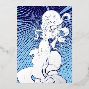 Art Nouveau Meisje met een stralende ster Folie Feestdagenkaart