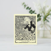  Art Nouveau Meisje Tussen Bloemenveld Briefkaart (Staand voorkant)