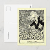  Art Nouveau Meisje Tussen Bloemenveld Briefkaart (Voorkant / Achterkant)