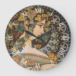 Art Nouveau-meisje van Alphonse Mucha uit de vorig Grote Klok