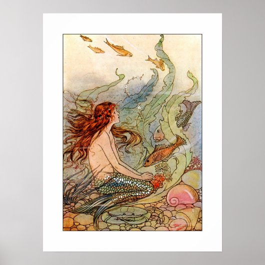 Art Nouveau Mermaid Poster/print 18x24 Poster (Voorkant)
