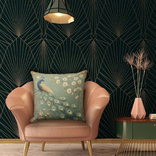 Art Nouveau met pauwen en bloemen uit vervlogen ti Kussen