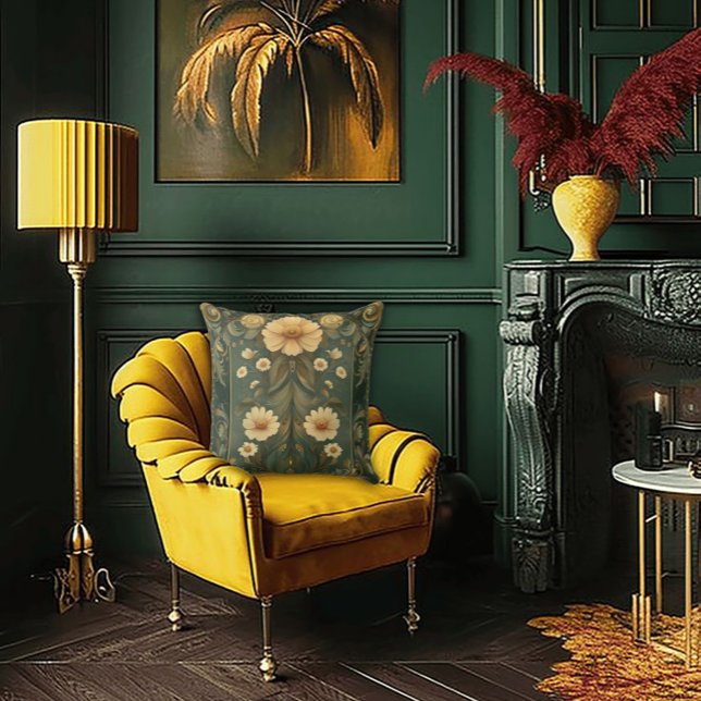 Art Nouveau met romantische pauwenveren en madelie Kussen (Creator heeft geüpload)