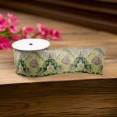 Art Nouveau Metallic Goud Roze Rozen Medallion Satijnen Lint