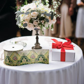 Art Nouveau Metallic Goud Roze Rozen Medallion Satijnen Lint