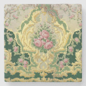 Art Nouveau Metallic Goud Roze Rozen Trouwtafel Stenen Onderzetter (Voorkant)