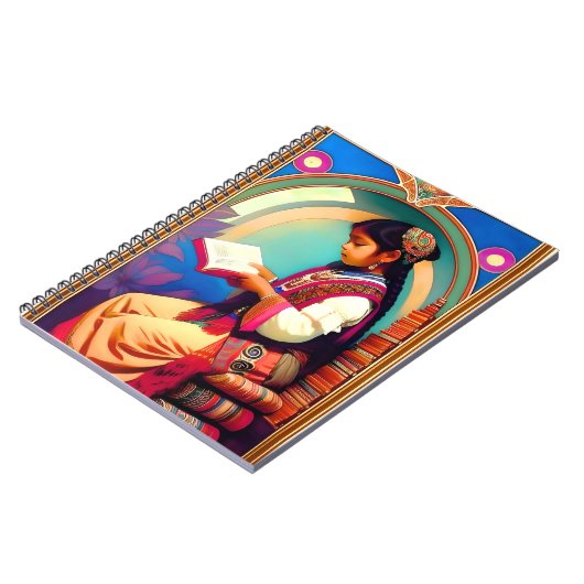 Art Nouveau Mexicaans Meisje Lezen Notitieboek (Linkerzijde)