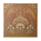Art Nouveau Mirrored CranePat#9 Terra Cotta ID1193 Tegeltje (Voorkant)