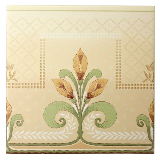 Art Nouveau Missie Stijl Bloemen Boeket Frieze Tegeltje (Voorkant)
