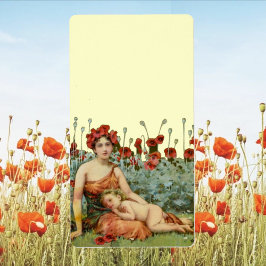 Art Nouveau Moeder en Kind met papies Etiket