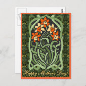 Art Nouveau Moederdag Daffodils (gepersonaliseerd) Briefkaart (Voorkant / Achterkant)