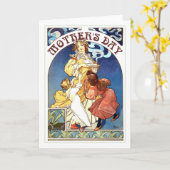 Art Nouveau Moederdag Kaart (Gele Bloem)