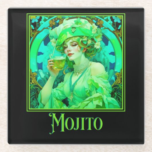 Art Nouveau Mojito Glazen Onderzetter (Voorkant)