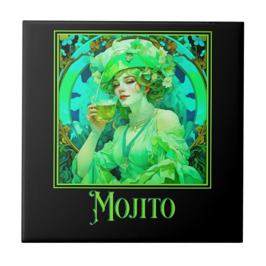 Art Nouveau Mojito Tegeltje (Voorkant)