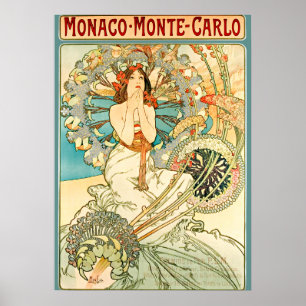 Art Nouveau Monaco Monte Carlo door Alphonse Mucha Poster