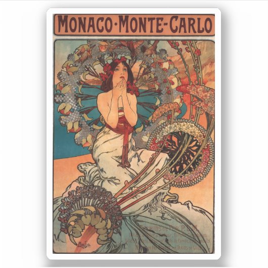 Art Nouveau Monaco Monte Carlo Sticker (Voorkant)