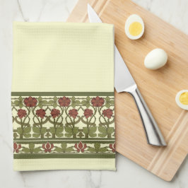 Art Nouveau Monogram  Bloemengrens Frieze Theedoek