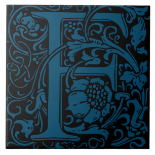 Art Nouveau Monogram Brief F van William Morris Tegeltje