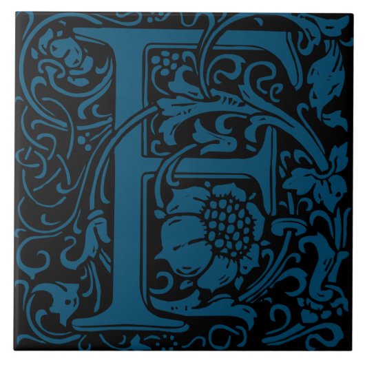 Art Nouveau Monogram Brief F van William Morris Tegeltje (Voorkant)