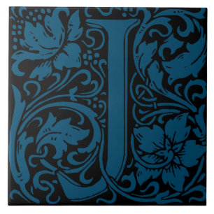 Art Nouveau Monogram Brief J van William Morris Tegeltje