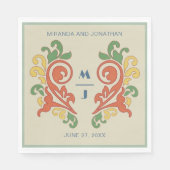 Art Nouveau Monogram Bruiloft Servet (Voorkant)