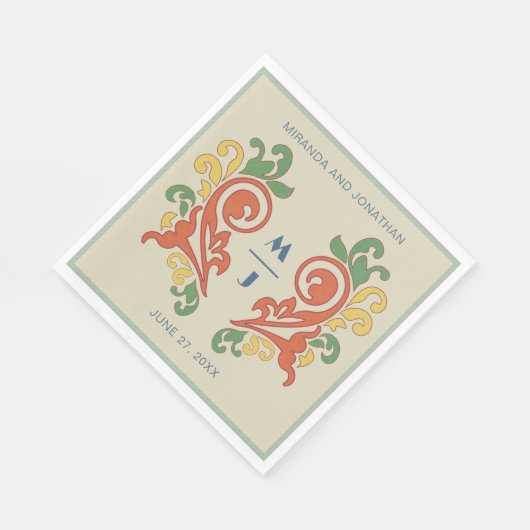 Art Nouveau Monogram Bruiloft Servet (Hoek)