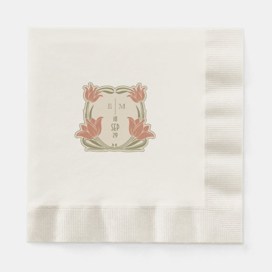 Art Nouveau Monogram Initialen Tafeldecor Servet (Voorkant)