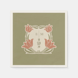 Art Nouveau Monogram Initialen Tafeldecor Servet