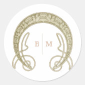 Art Nouveau Monogram Mucha Initialen Mailing Ronde Sticker (Voorkant)
