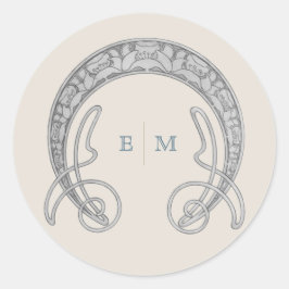 Art Nouveau Monogram Mucha Initials Verzending Ronde Sticker