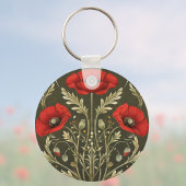 Art Nouveau Monogram Oude Klaprozen Goud Rood Sleutelhanger