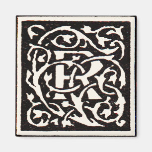 Art Nouveau Monogram R Letter uit het Vintage-tijd Magneet