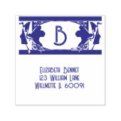 Art Nouveau Monogram Retouradres Zelfinktende Stempel (Design)