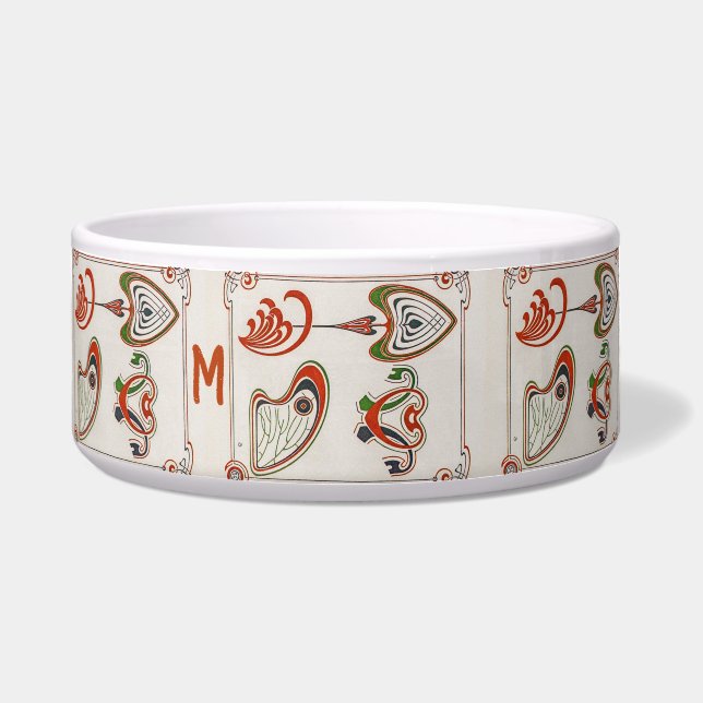  Art Nouveau Monogram schilderij van Mucha Voerbakje (Voorkant)