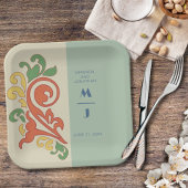 Art Nouveau Monogram Trouwpapier Bord