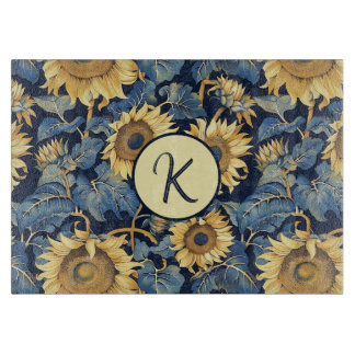 Art Nouveau Monogram Zonneschijf Glas Snijplank