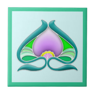 Art Nouveau - mooie bloem Tegeltje