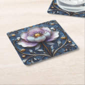 Art Nouveau Mooie Roze Waterlelie Kartonnen Onderzetters (Schuin)