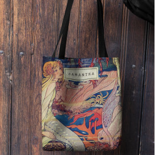  Art Nouveau Mooie Zeemeermin Gepersonaliseerd Tote Bag