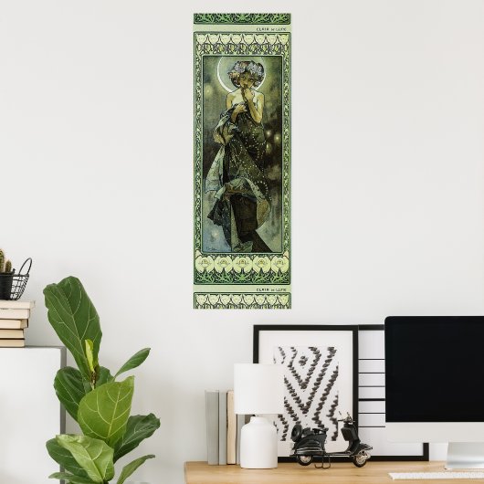 Art Nouveau Moon beroemd gemaakt door Alphonse Mu Poster (Thuiskantoor)