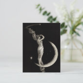  Art Nouveau Moon Meisje Briefkaart (Staand voorkant)