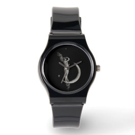  Art Nouveau Moon Meisje Horloge