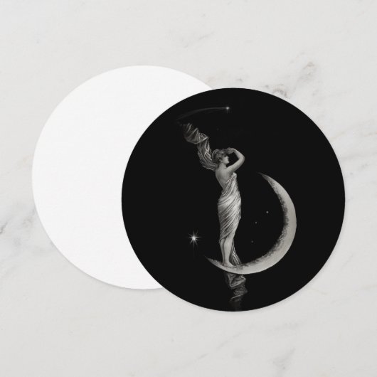 Art Nouveau Moon Meisje Kaart (Voorkant / Achterkant)