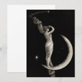  Art Nouveau Moon Meisje Kaart (Voorkant / Achterkant)