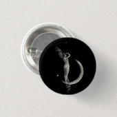 Art Nouveau Moon Meisje Ronde Button 3,2 Cm (Voorkant /achterkant)