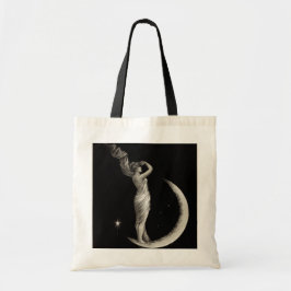  Art Nouveau Moon Meisje Tote Bag
