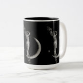  Art Nouveau Moon Meisje Tweekleurige Koffiemok (Voorkant rechts)