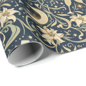 Art Nouveau Moonlit New Year Pattern Cadeaupapier (Rol Hoek)