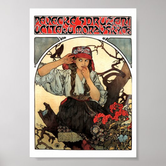  Art Nouveau Moravische Leraren Koor Mucha Poster (Voorkant)